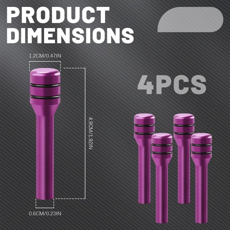 HEVLE 4PCS Car Door Lock Knobs, Vehicle Door Lift Bolt, Aluminum Alloy Doors Lock Cover Decor, 0.47" x 1.93" Automotive Door Lock Switches, Universal Car Accessories Safety Door Lock Pin (Purple) - Image 2